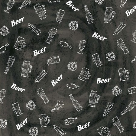 hand drawn sketches of beer on an abstract backgroundのイラスト素材