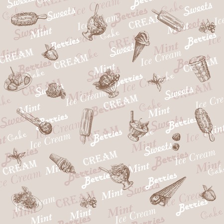 hand drawn sketches of ice cream on an abstract backgroundのイラスト素材