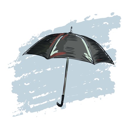 Vintage black umbrella on abstract gray backgroundのイラスト素材