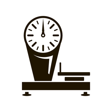 Mechanical shop scales. Black icon on white backgroundのイラスト素材