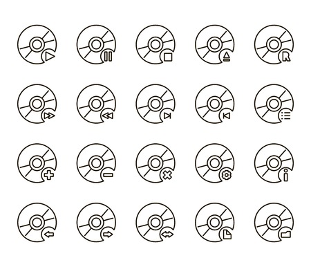 Black cd disc icons a white backgroundのイラスト素材