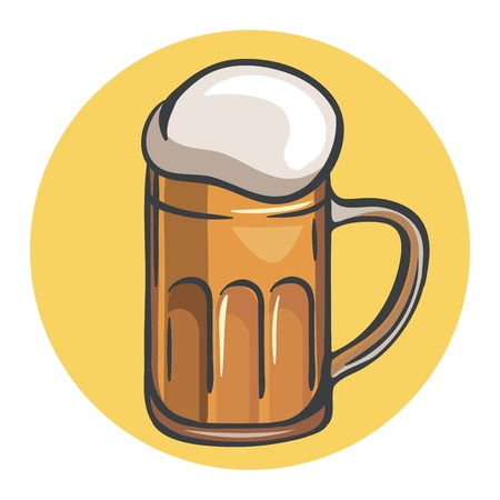 mug of beer. colored illustration on a yellow background