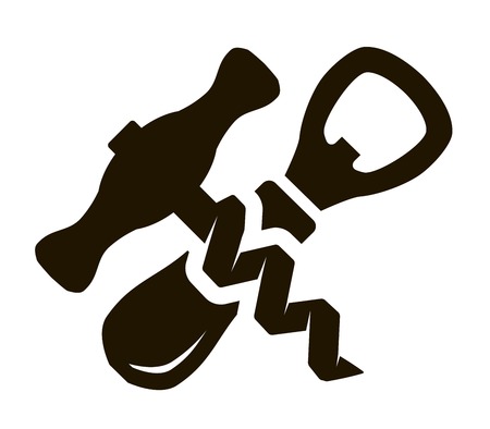 bottle opener and corkscrew. simple flat icons on a white backgroundのイラスト素材