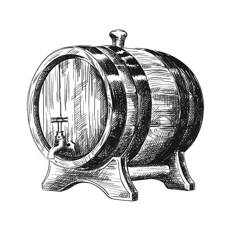 classic oak barrels for wineのイラスト素材