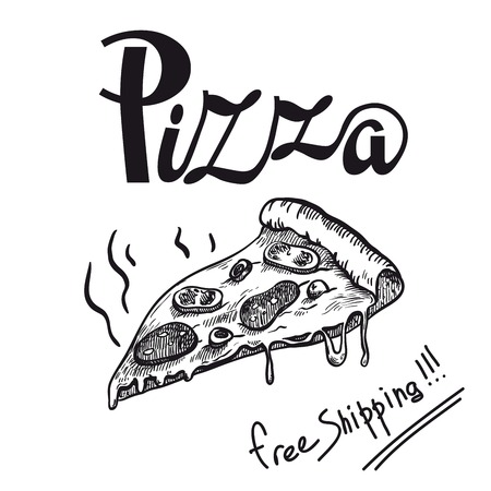 piece fragrant freshly prepared pizzaのイラスト素材