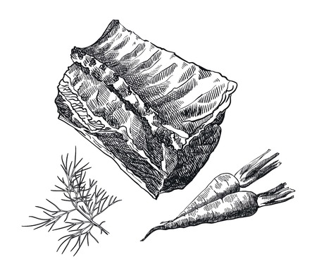 loin on the bone and spicesのイラスト素材