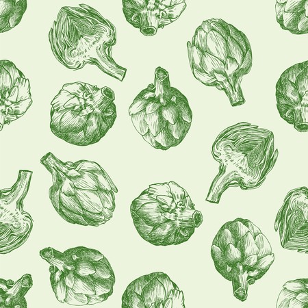 fresh artichokes. harvesting. seamless backgroundのイラスト素材