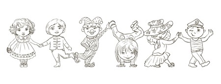 Paper dolls. Vector illustration.のイラスト素材