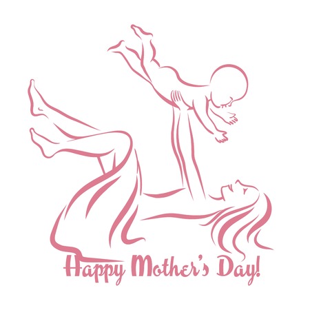 Happy Mothers Day. Motherhood and Childhood.のイラスト素材