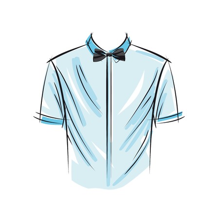 White mans shirt and butterfly, vector illustration.のイラスト素材