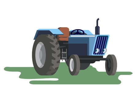 Wheel agricultural tractor. Colored vector illustration on whiteのイラスト素材
