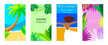 card from the sea. summer rest. color illustrationsのイラスト素材