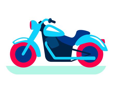 cool classic motorcycle. color flat illustration on whiteのイラスト素材