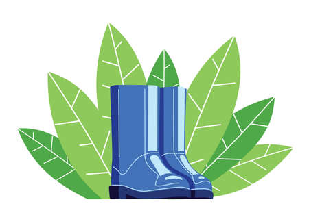garden shoes flat illustration. a pair of red rubber bootsのイラスト素材