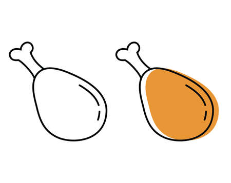 chickens meat. Top quality farm products. Vector icons in flat styleのイラスト素材