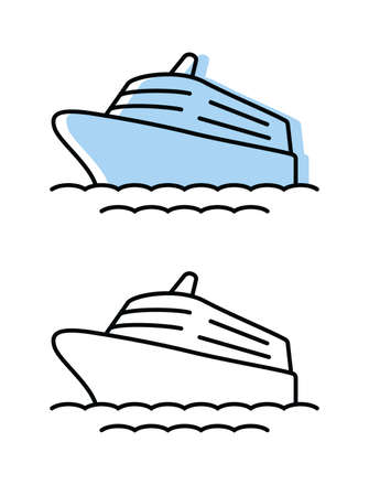 sea liner. attributes of a good trip. vector icons in flat styleのイラスト素材