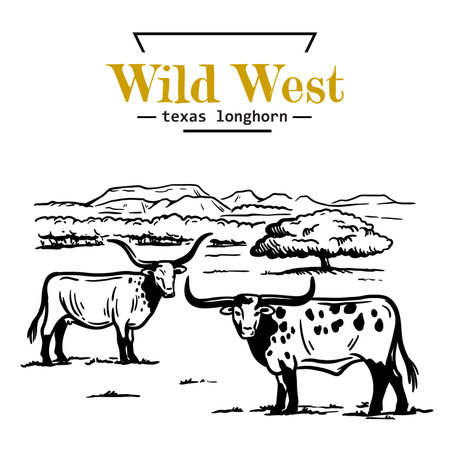 Breeding cattle. silhouette of a grazing cow. vector illustration isolated on white backgroundのイラスト素材