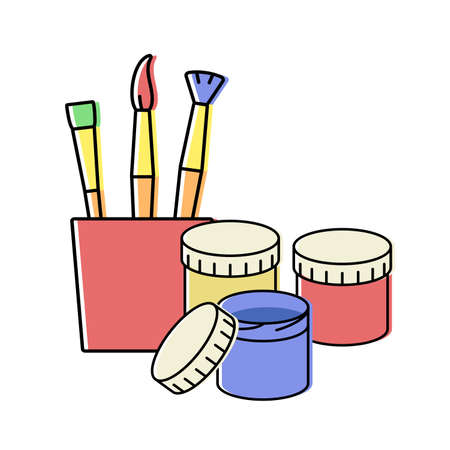 brushes and watercolors.tools for painting and drawing. vector icon in flat styleのイラスト素材