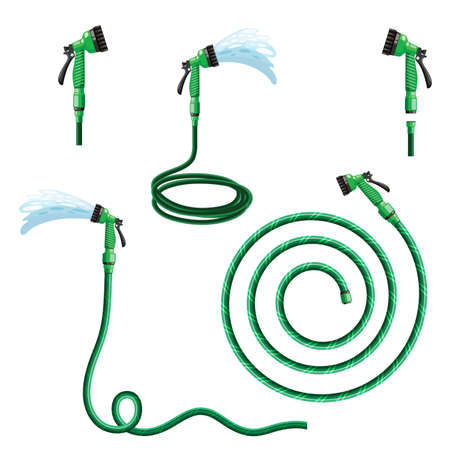 garden hose with watering can flat illustration. hand toolのイラスト素材