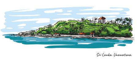 Sri Lanka beach. rest by the ocean color vector illustrationのイラスト素材