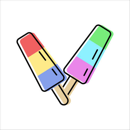 ice cream and desserts. set of colored vector icons in flat styleのイラスト素材