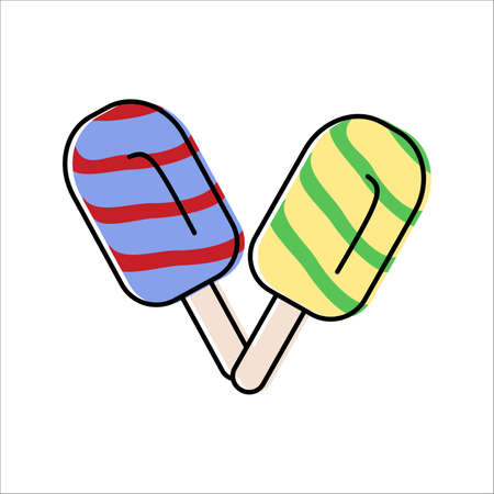 ice cream and desserts. set of colored vector icons in flat styleのイラスト素材