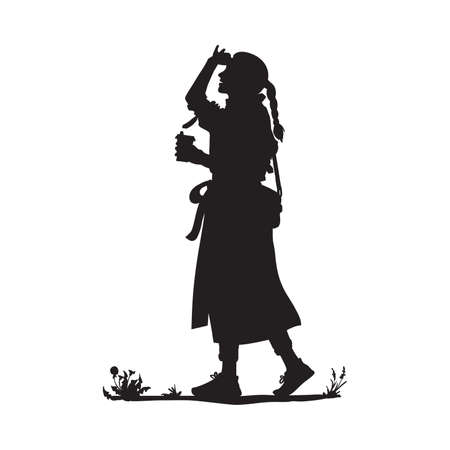 silhouette of a girl in full growth on a white backgroundのイラスト素材