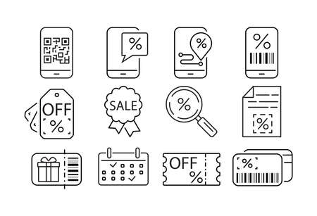 Discounts and sales. Set of vector icons in flat styleのイラスト素材
