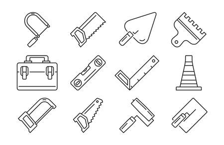 Construction tools. Set of icons on a white backgroundのイラスト素材