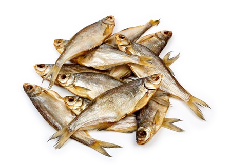 dry fish put in a heapの写真素材