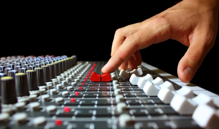 Hand on a mixer, operating the leaderの写真素材