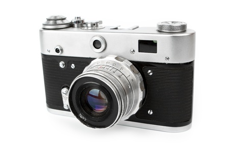 Retro Camera isolated on whiteの写真素材