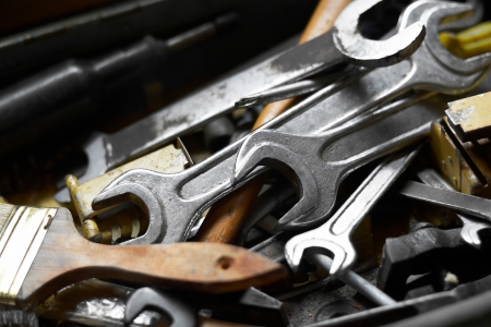 Old tools of the mechanicの写真素材