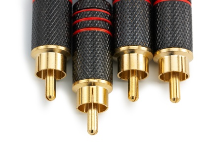 Audio rca connectors isolated on whiteの写真素材