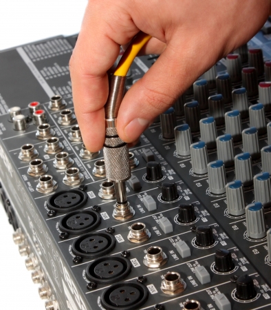 Audio jack and handの写真素材
