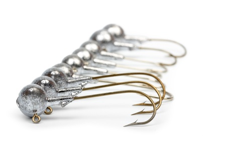 Jig heads with hooks isolated on white