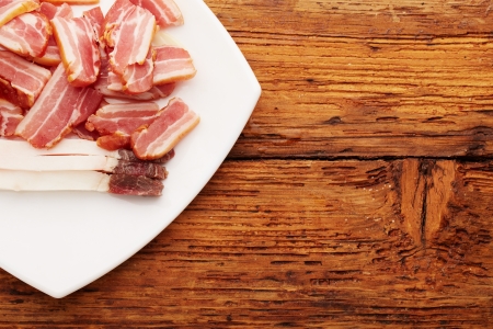 Ham and meat on plateの写真素材