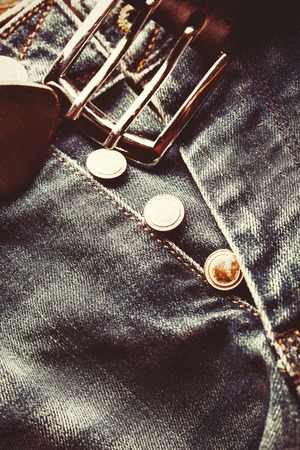 Part of classic jeans with buttonの写真素材