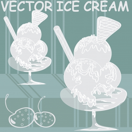 a delicious white ice cream with cookie in a blue backgroundのイラスト素材