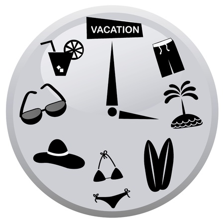 black items related to summer organized in a clock