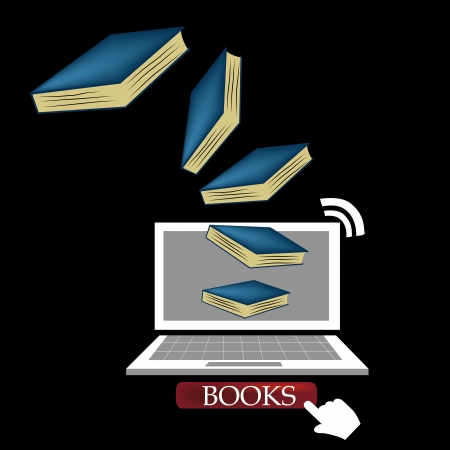 blue books coming out from the internetのイラスト素材