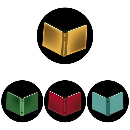 four icons of colorful books in a white backgroundのイラスト素材