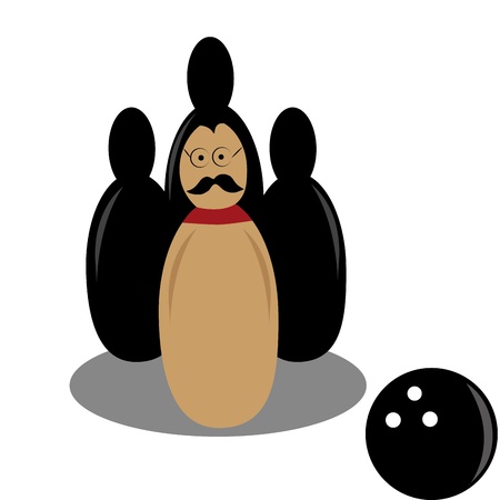 a lot of silhouettes of bowls with a senior bowl in a white backgroundのイラスト素材