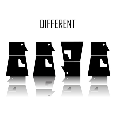 four black silhouettes of people standing up but one silhouette is differentのイラスト素材