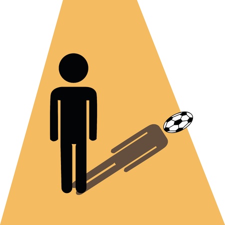 a black silhouette of a boy with a soccer shadowのイラスト素材