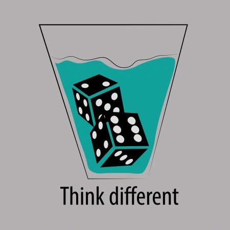 a glass with water and two weird ice cubes in a grey backgroundのイラスト素材