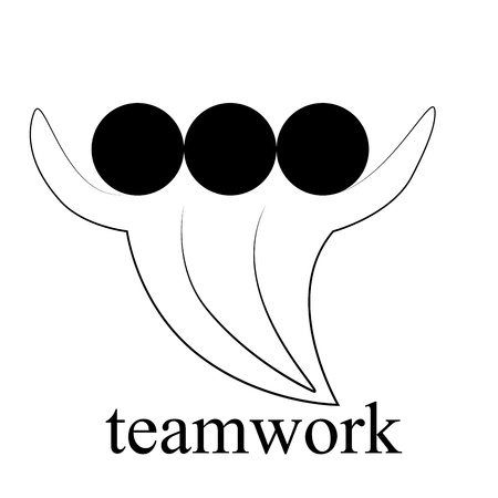three people working as a team in a white backgroundのイラスト素材