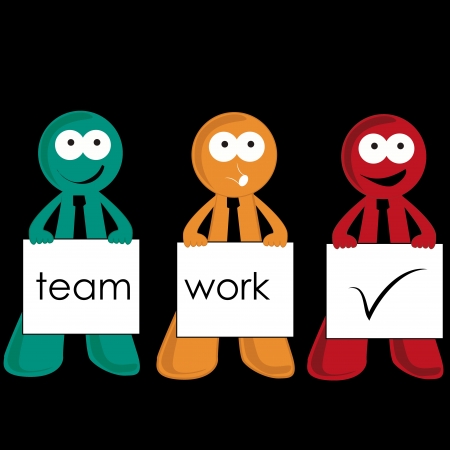 three different businessmen with colors in a black backgroundのイラスト素材