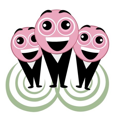 three different businessmen with happy faces in a white backgroundのイラスト素材