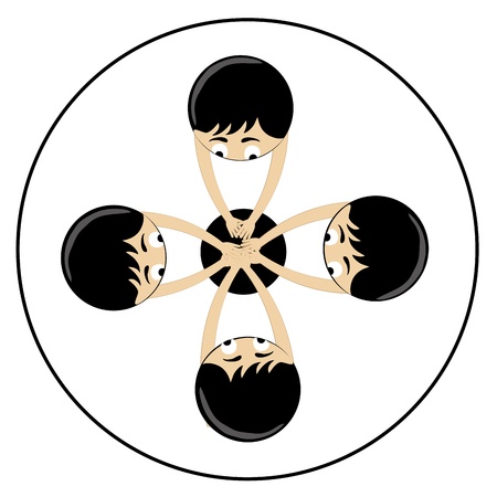 four guys in a meeting working as a teamのイラスト素材